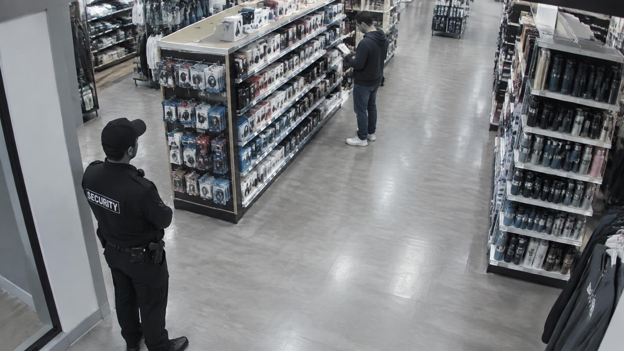 security guard watching store
